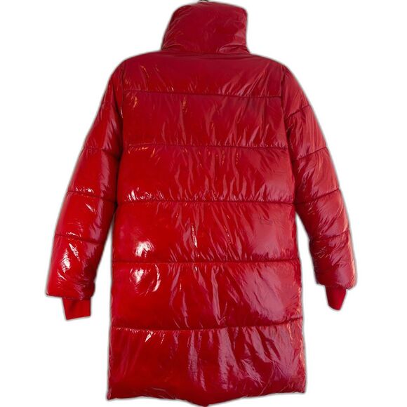 NVLT Red Puffer Jacket Size M Oversized Cozy Mid-Length - Picture 2 of 9
